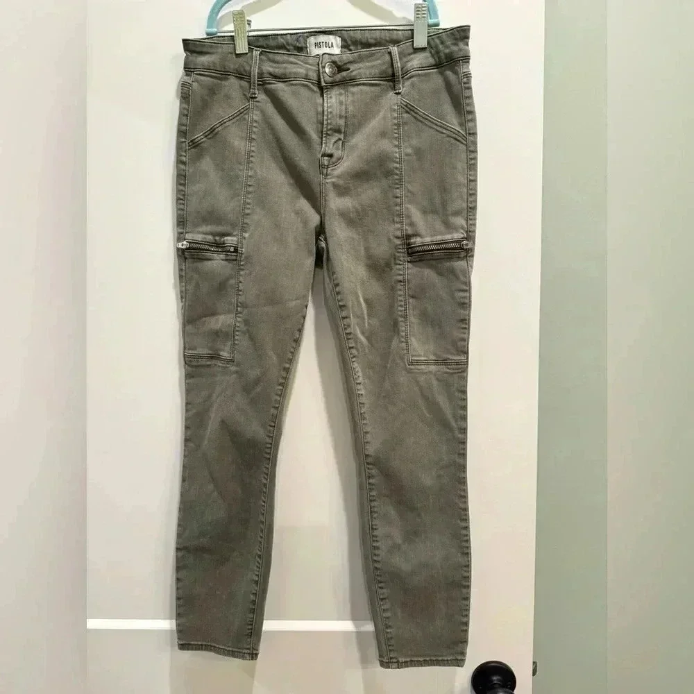 Pistola Revolve Womens Olive Zipper Pocket Hunter Cargo Jeans In Eden Size 29